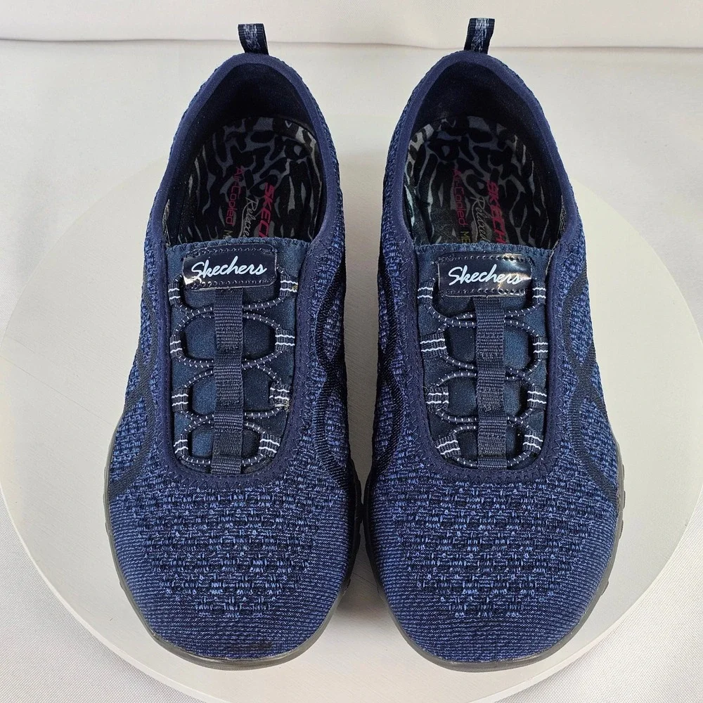 Skechers Relaxed Fit Empire Connections Navy Blue Slip‎ On Sneakers Womens 8.5